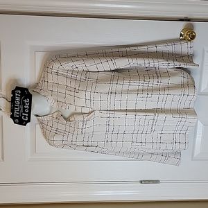 Prologue Blouse Medium Ivory Black Dots Check Long Sleeve